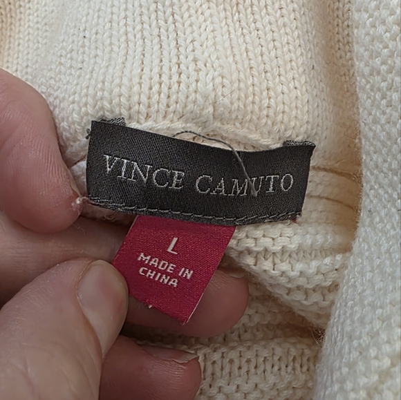 Vince Camuto Ivory Ribbed Mock Neck Sweater Size Large - Picture 7 of 8